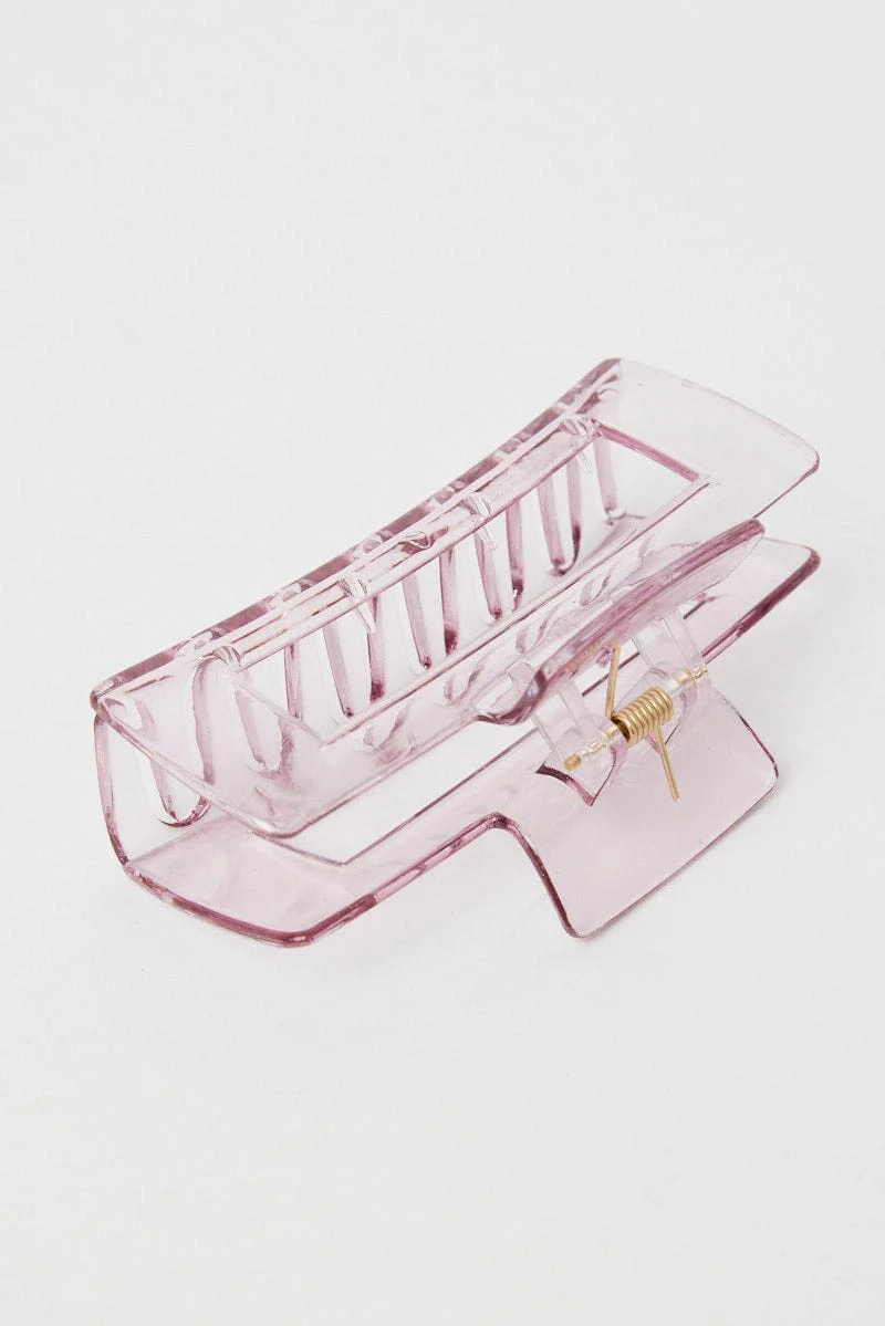 Pink Large Rectangle Claw Clip