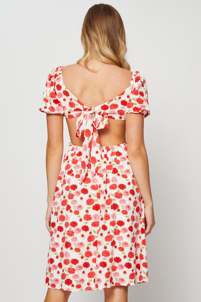 Print Mini Dress Short Sleeve