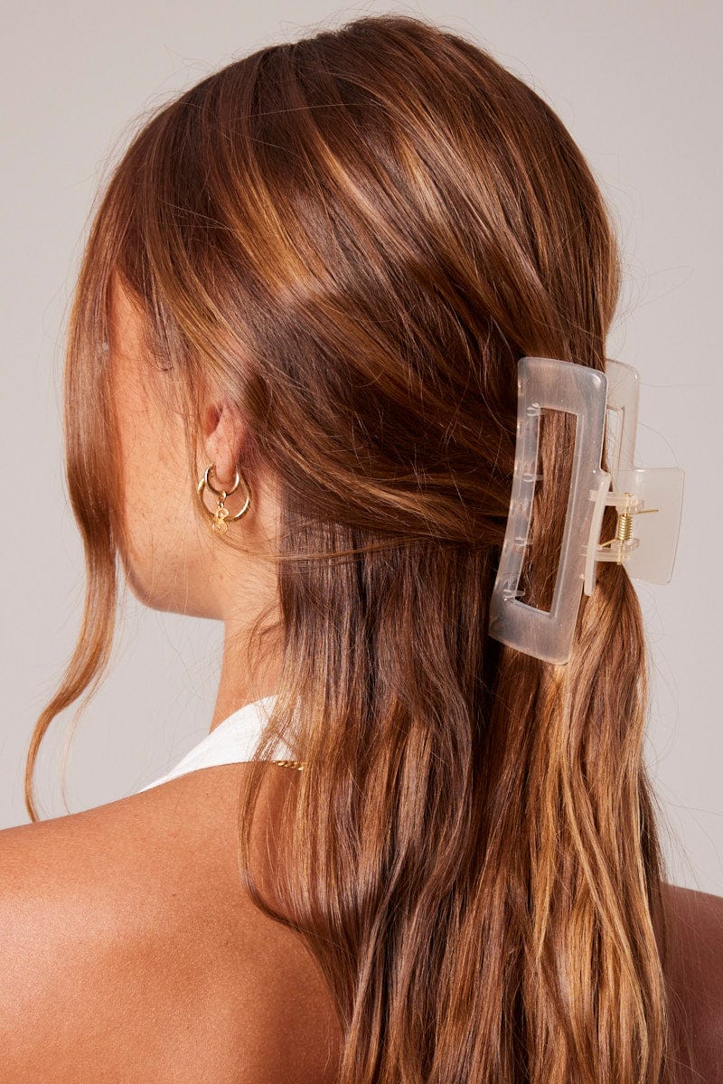 White Large Rectangle Claw Clip