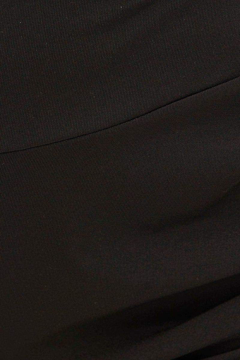 Black Crop Top Ruched Loungewear Set