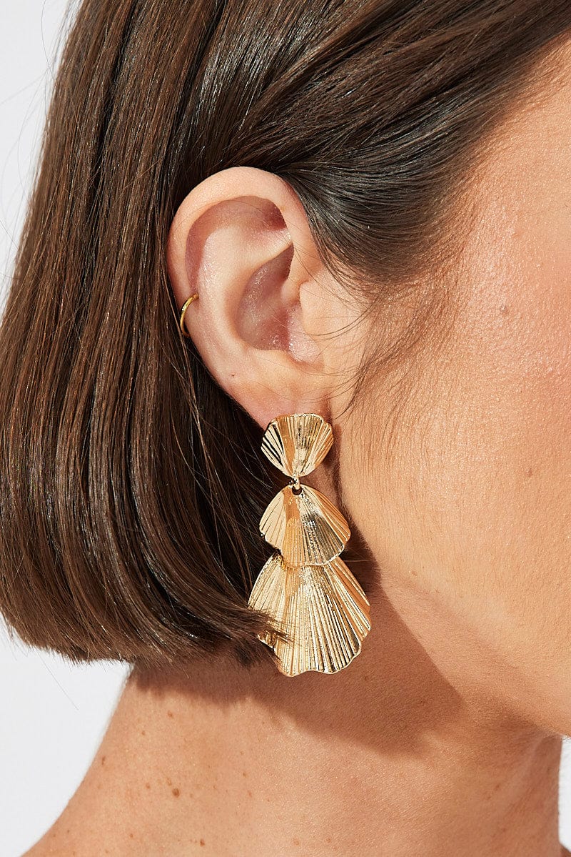 Gold Leaves Drop Earrings