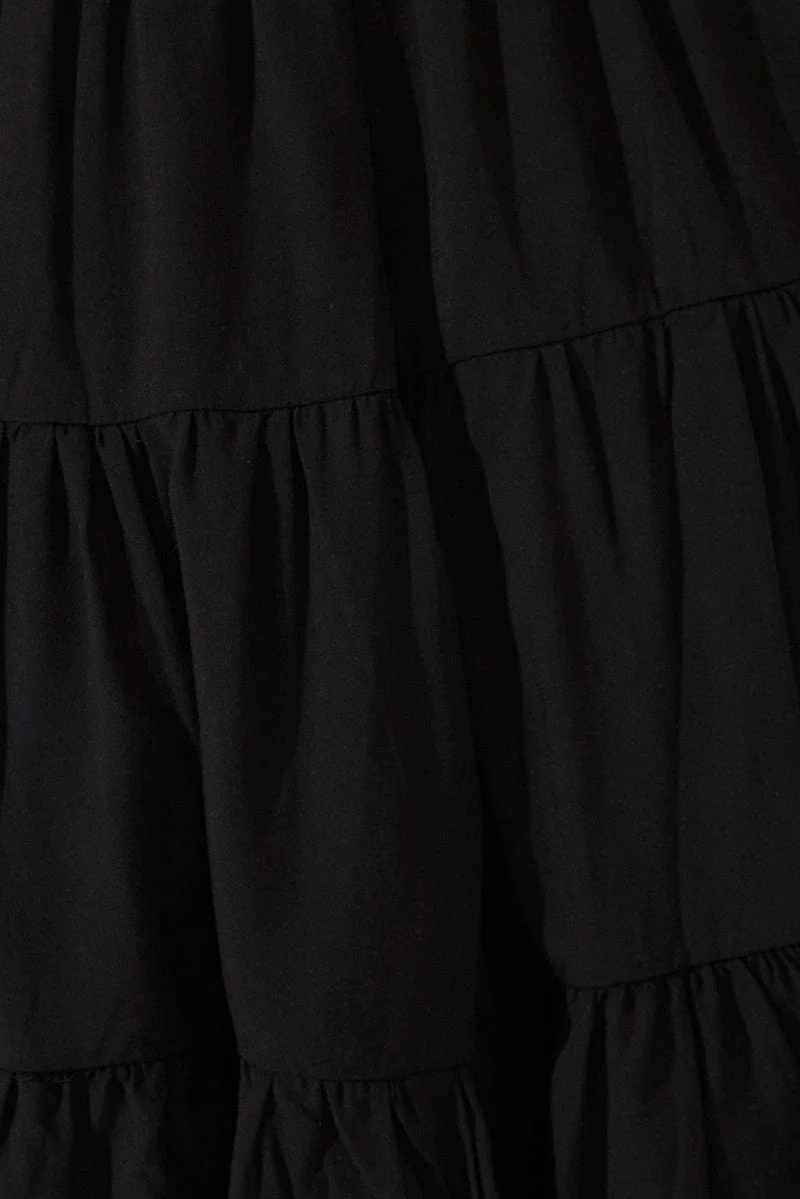 Black Fit And Flare Dress V-neck Mini