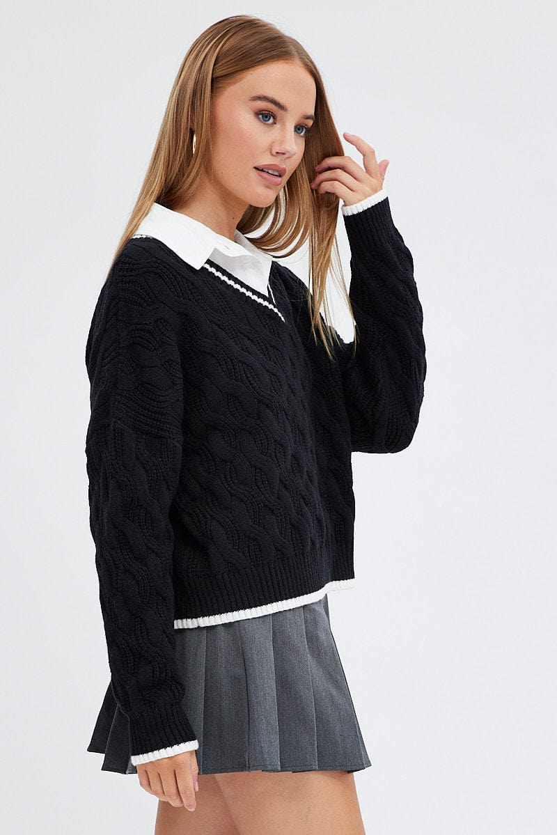 Black Sweater Long sleeve V neck