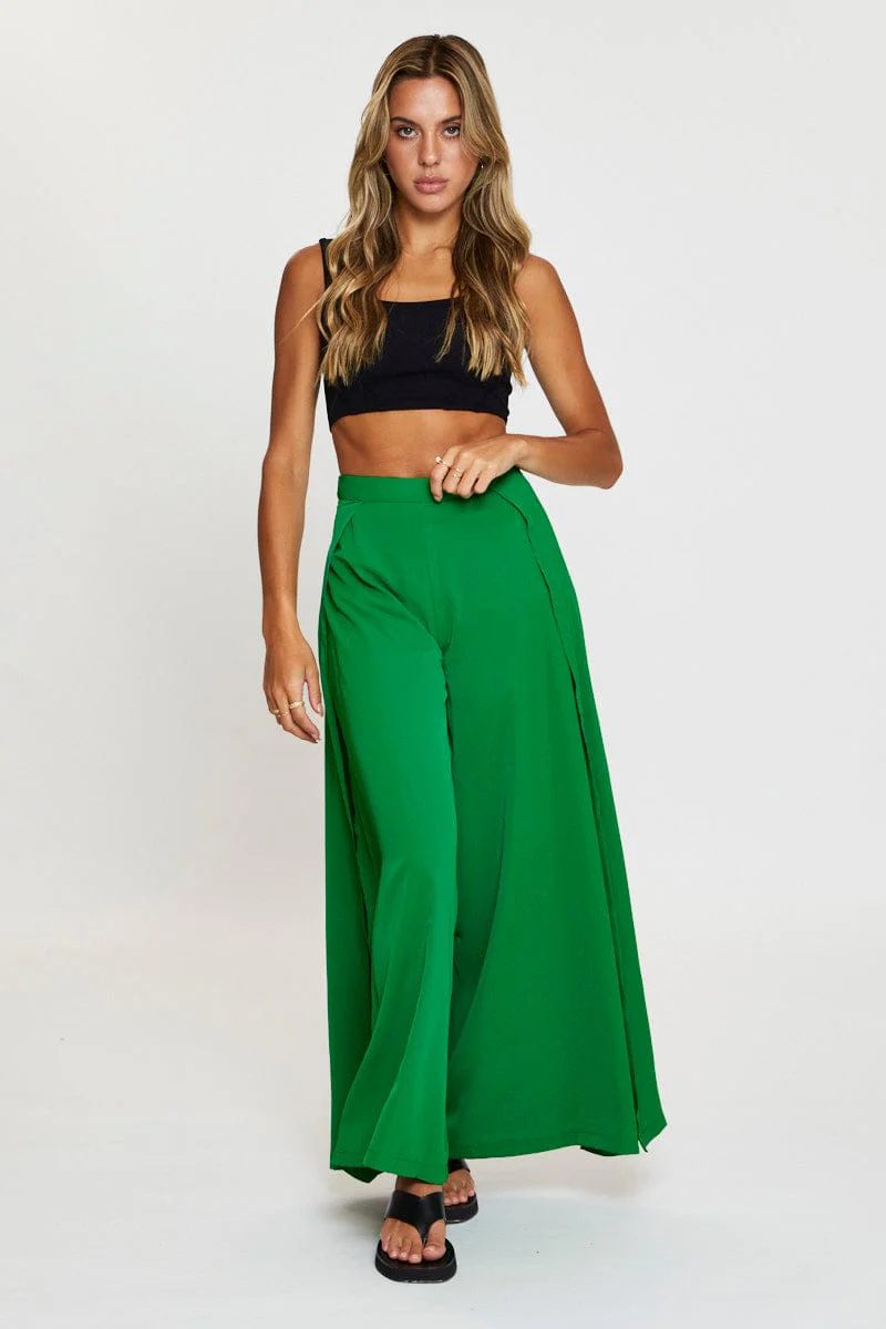 Green Wide Leg Pants