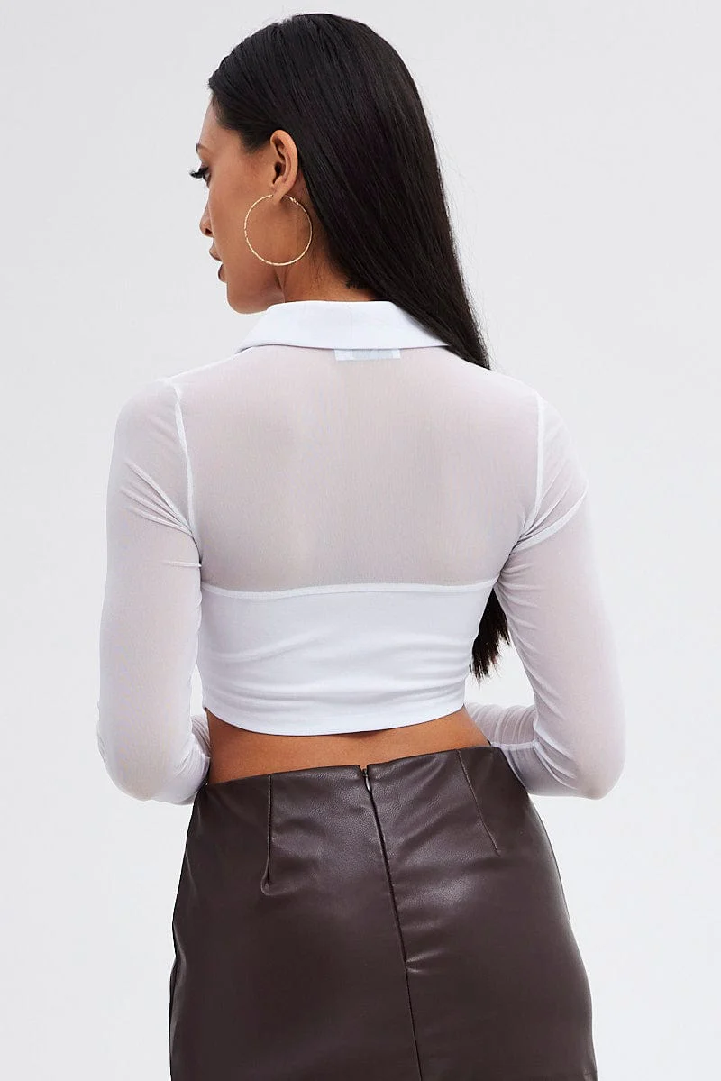 White Top with Long Sleeve and Collar