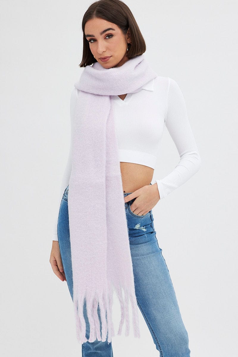 Purple Chunky Fluffy Tassel Scarf