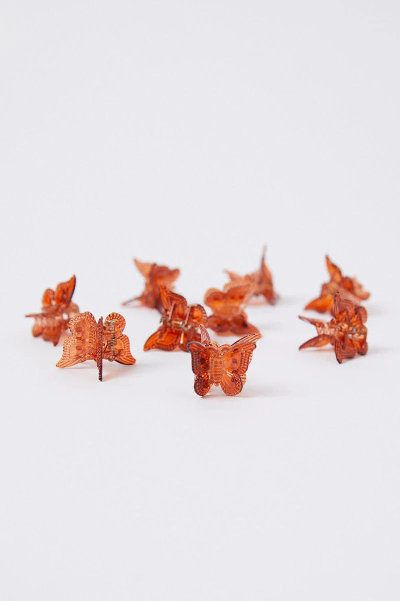 Brown Animal Print 9 Pack Mini Butterfly Claw Clips