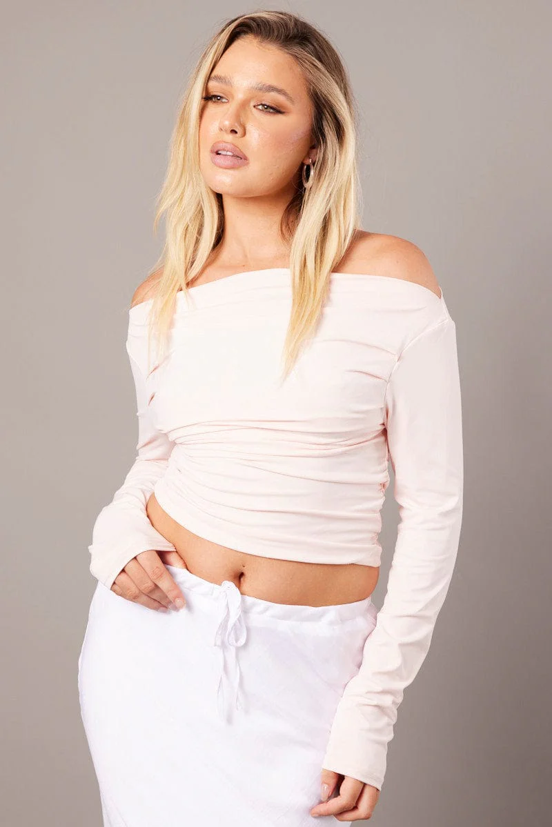 Pink Asymmetric Top Long Sleeve