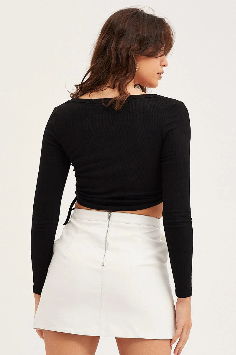 Black Rib Top Long Sleeve