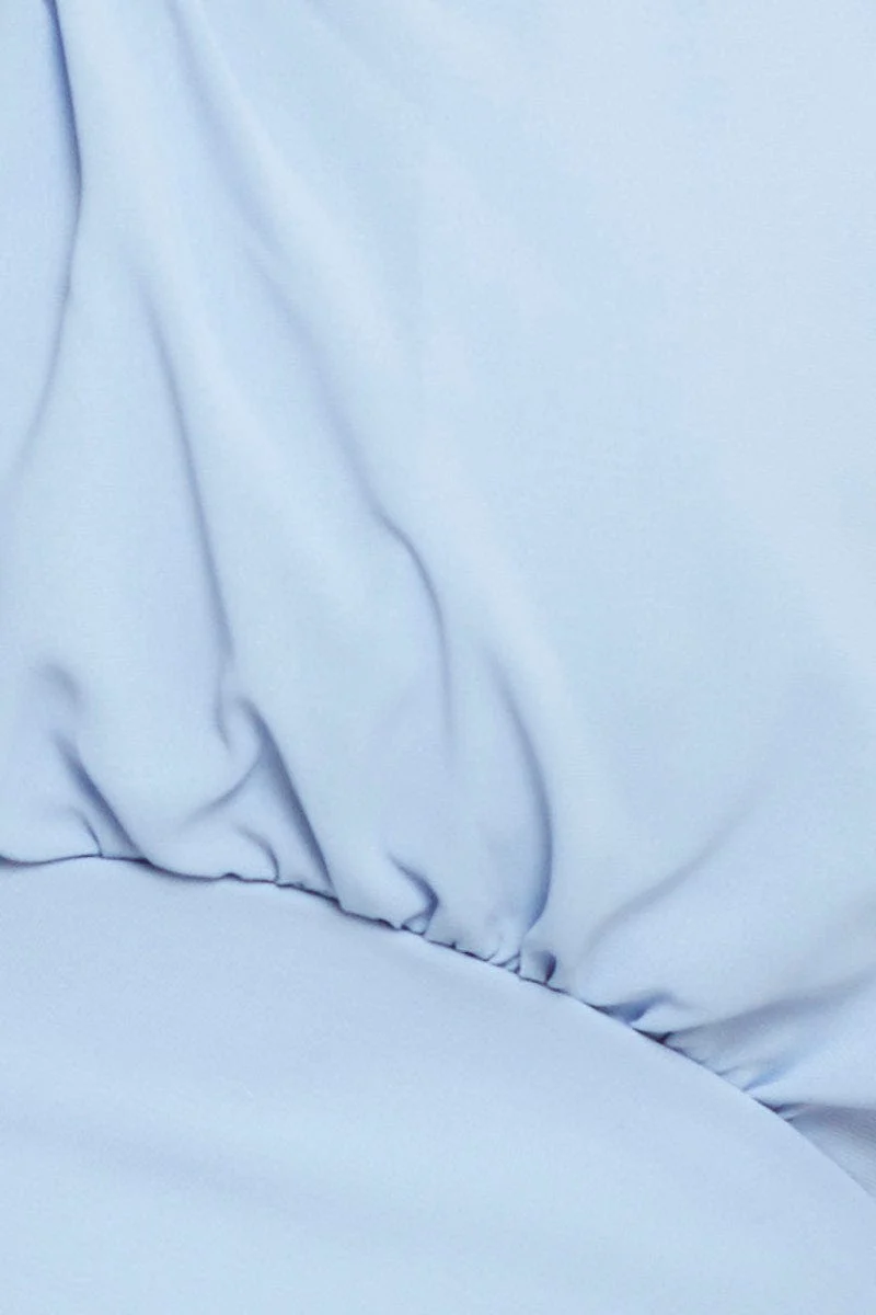 Blue Crop Top Short Sleeve Off Shoulder