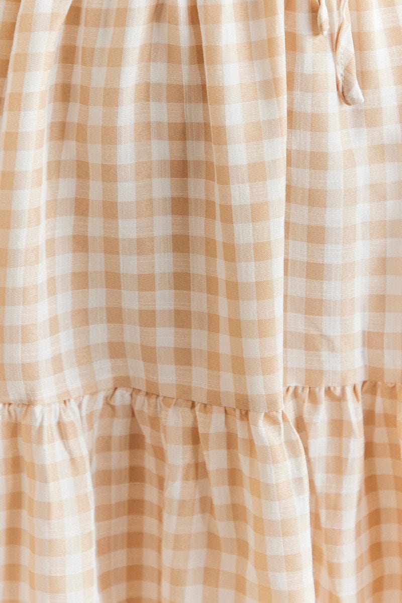 Check Fit And Flare Dress Sleeveless Scoop Neck