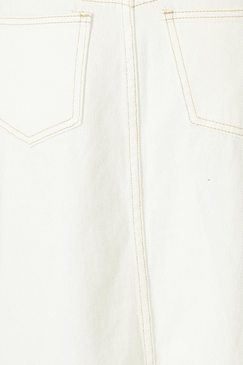 White Denim Skirt Maxi Front Split
