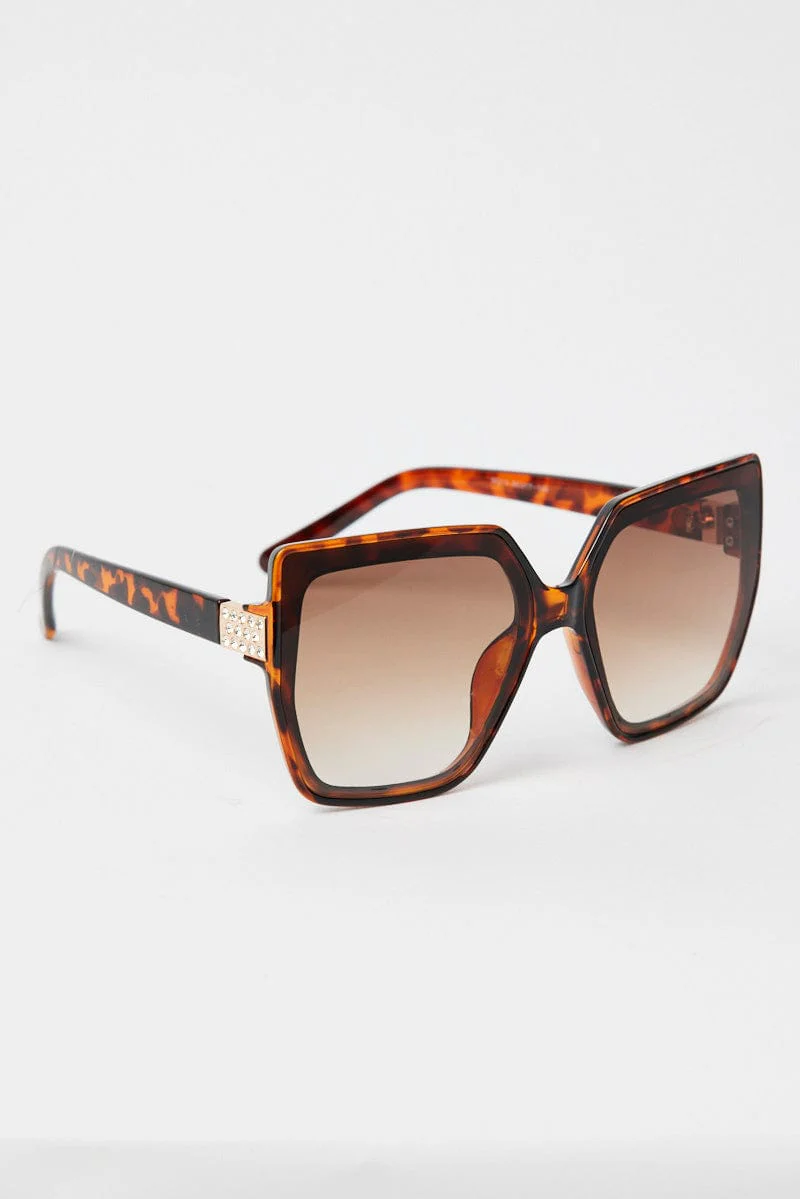 Brown Oversized Square Sunglasses