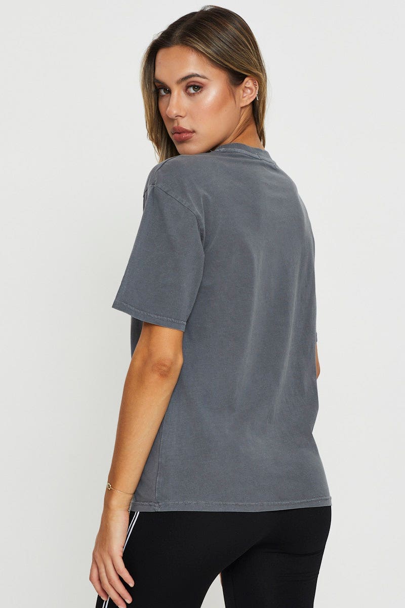 Grey Graphic T Shirt Short Sleeve