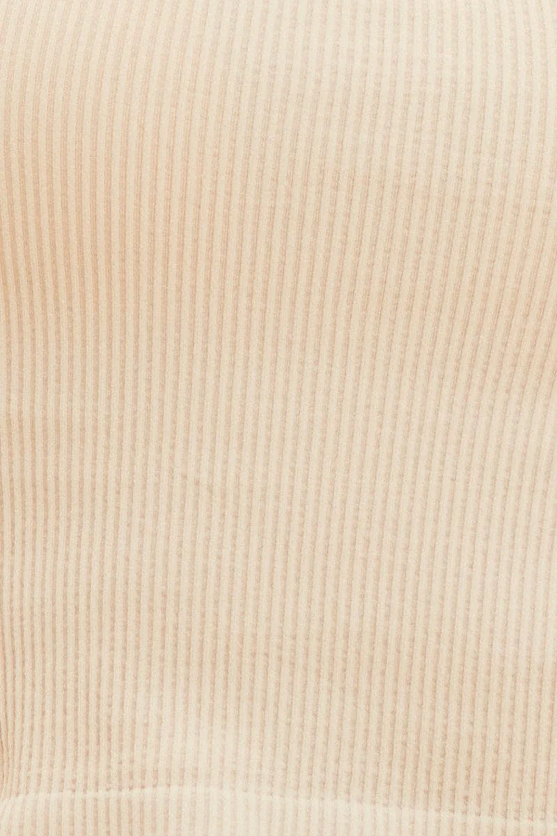 Brown Bone Seamless Singlet Top Scoop Neck Rib Crop