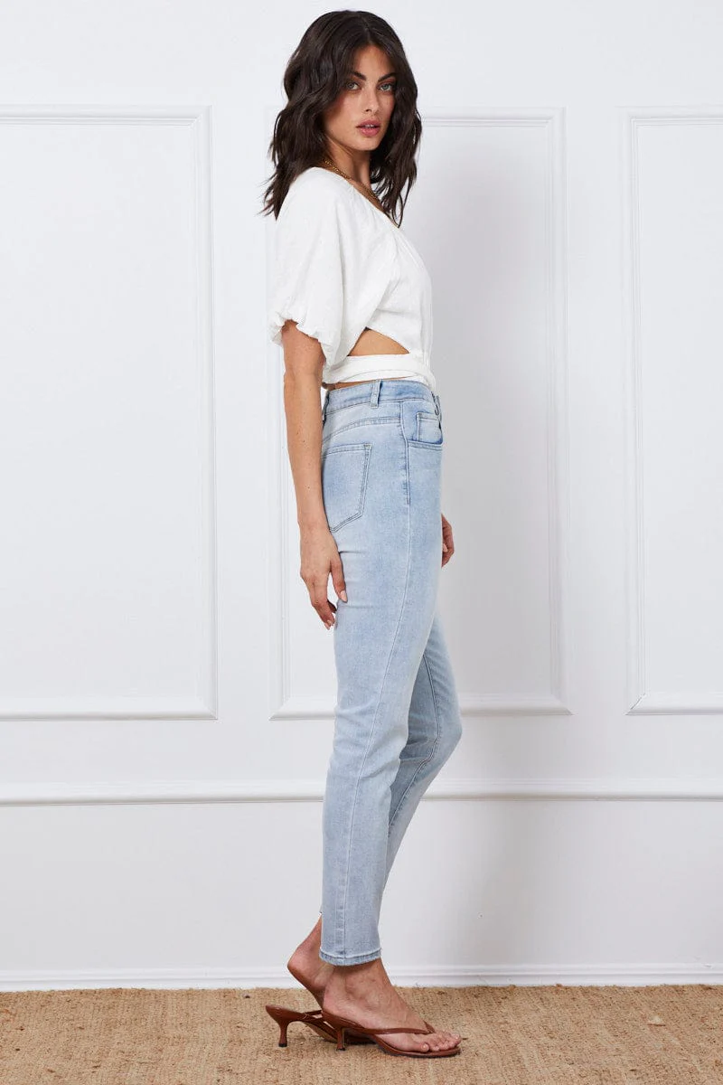 Blue Skinny Jeans High Rise Denim