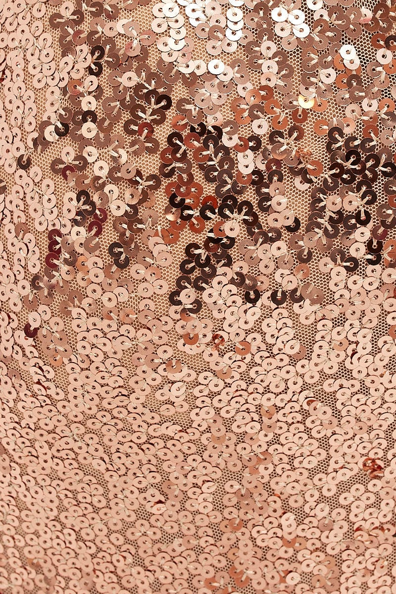 Metallic Sequin Midi Dress Bandeau With Split