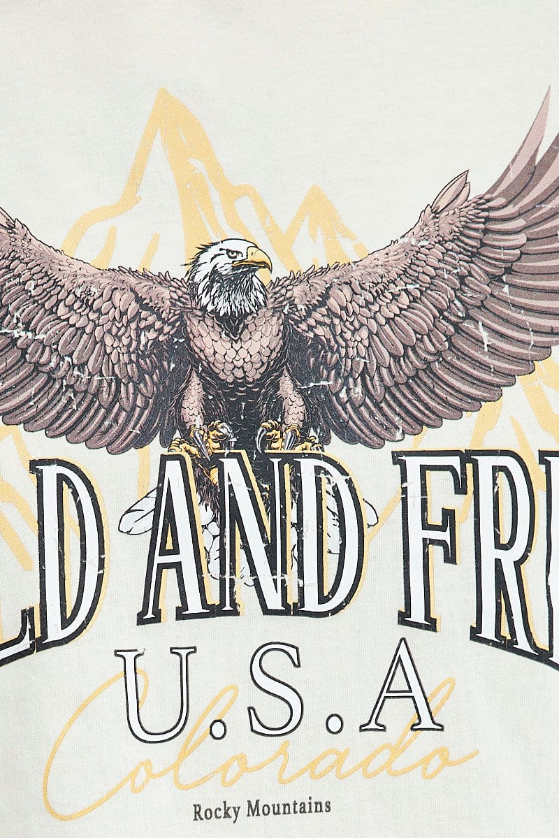 Nude Graphic Eagle Mountains Crop Oversized Tee T-shirt