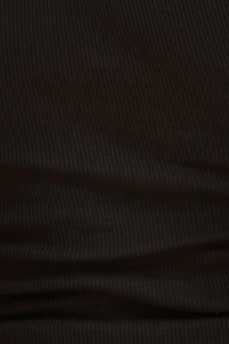 Black Cotton Tank Scoop Neck Cotton Blend Rib Sleeveless