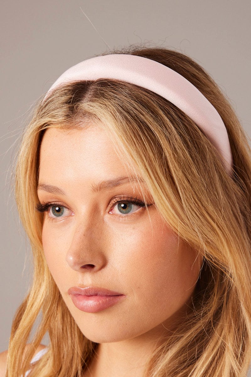 Pink Satin Padded Headband