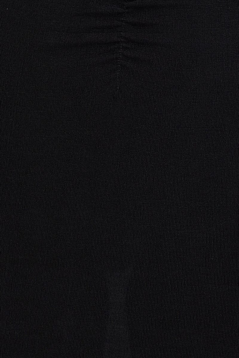 Black Ruched Midi Skirt