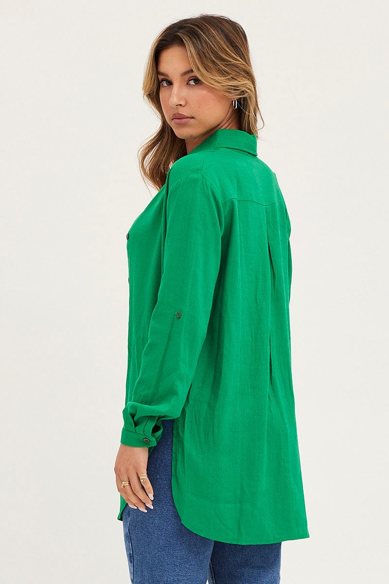Green Shirt Top Long Sleeve