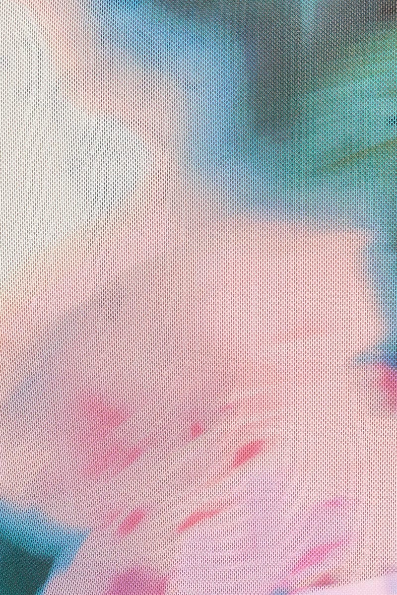 Pink Abstract Mesh Cardigan Long Sleeve