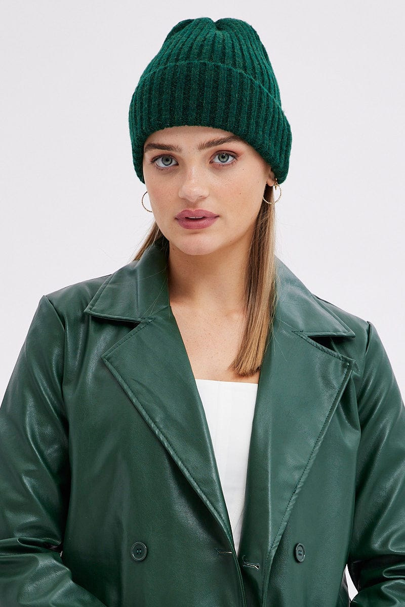 Green Rib Beanie