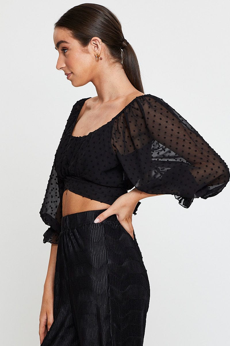 Black Crop Top Long Sleeve