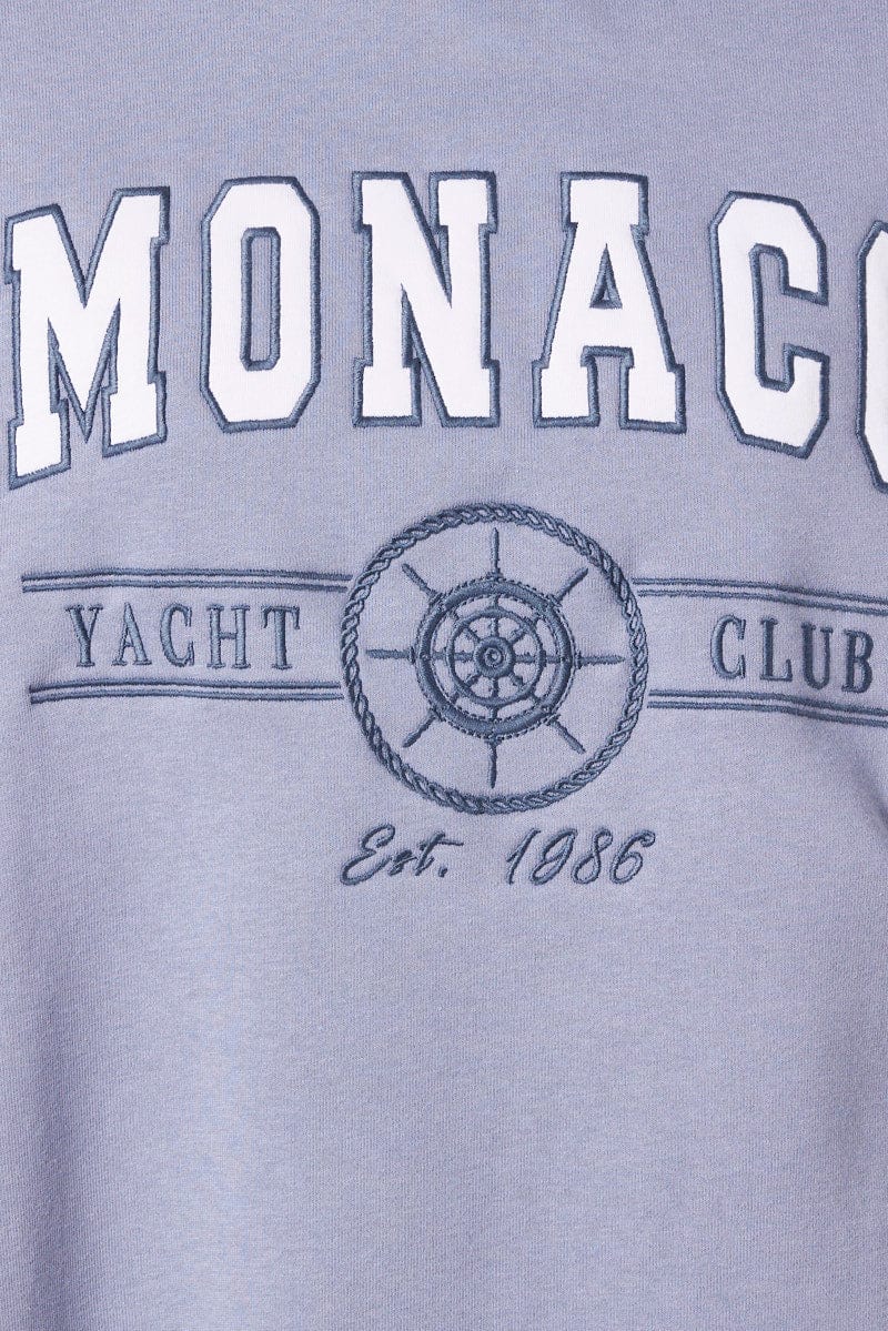 Blue Graphic Sweater Long Sleeve