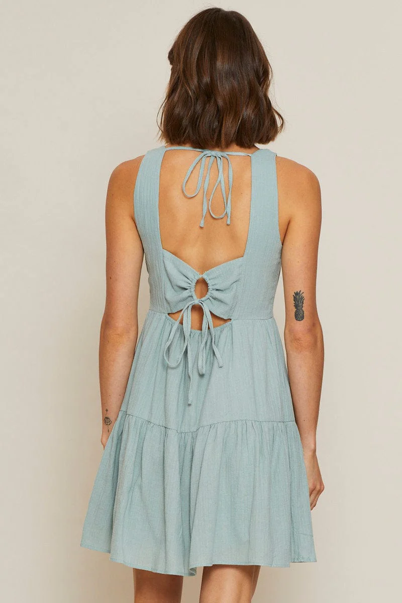 Green Mini Dress Sleeveless