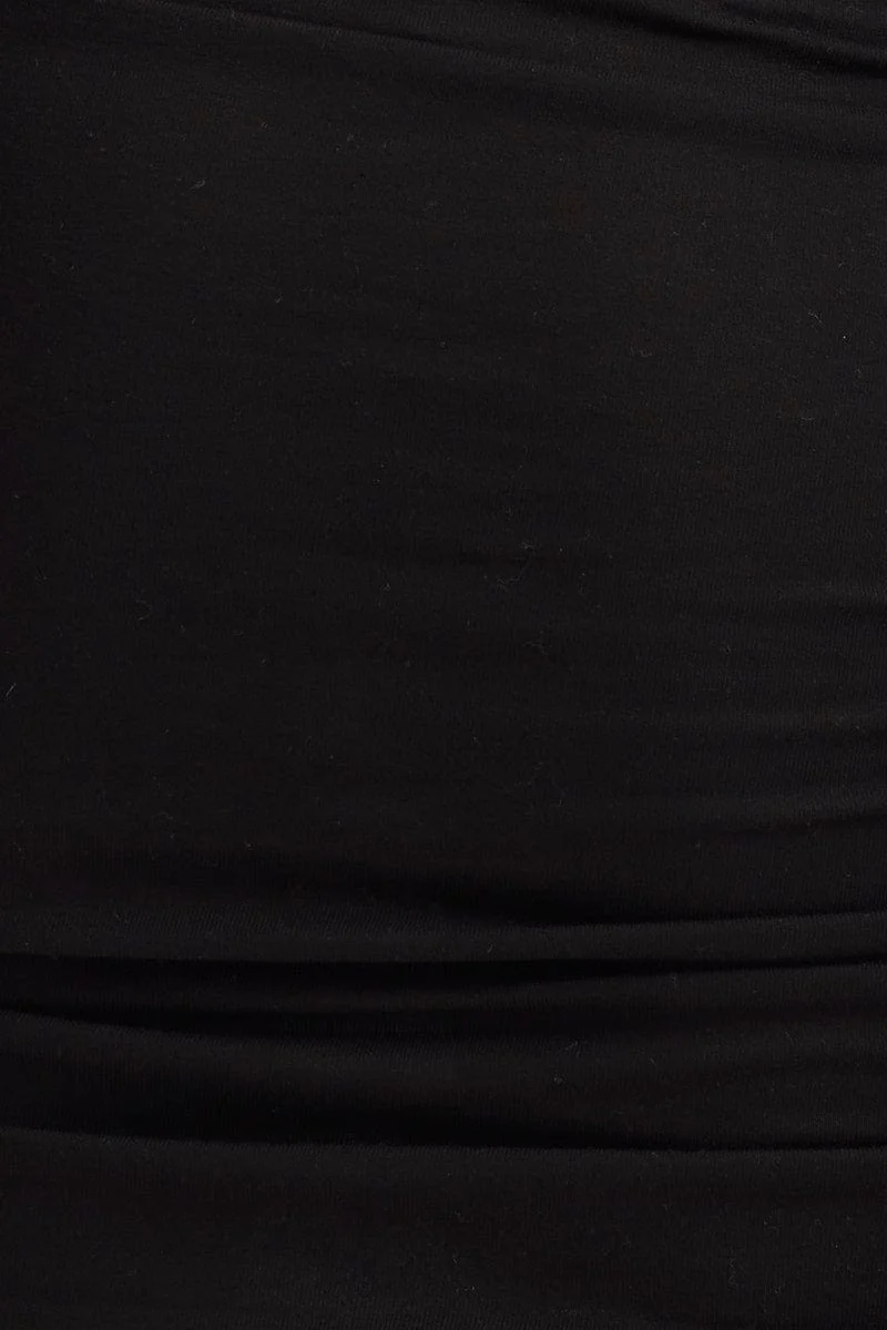 Black Bodycon Dress Long Sleeve Midi Ruched