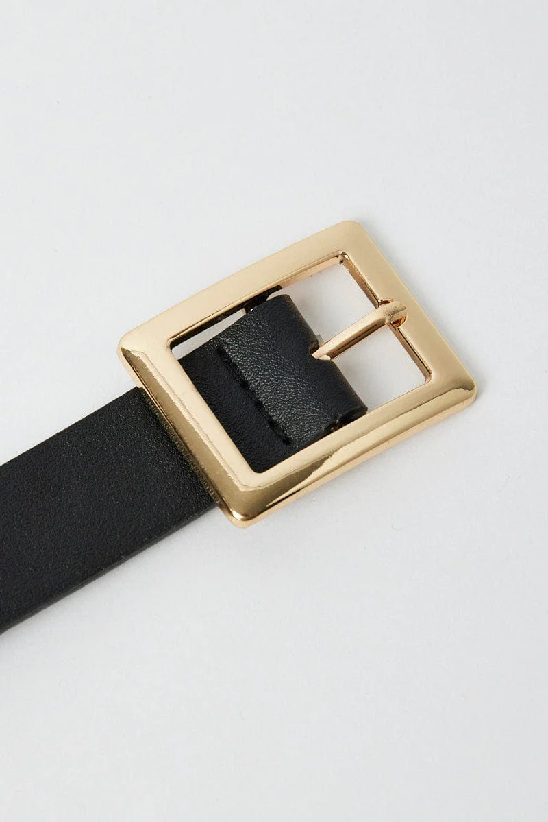 Black Square Buckle Belt