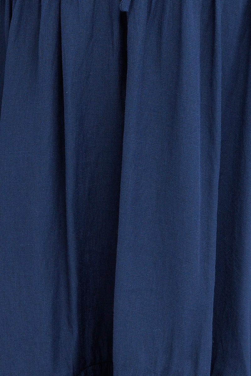 Blue Fit and Flare Dress Long Sleeve  Cut Out