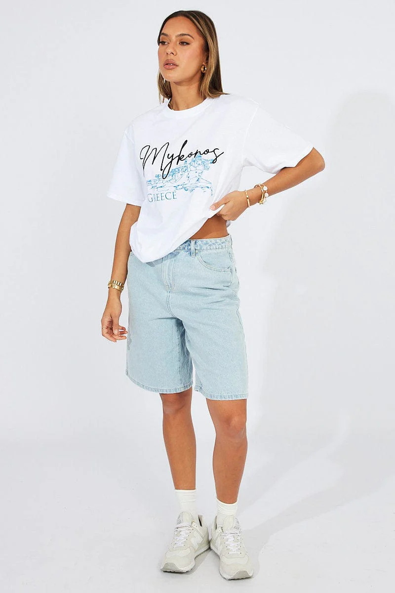 White Graphic Tee Short Sleeve