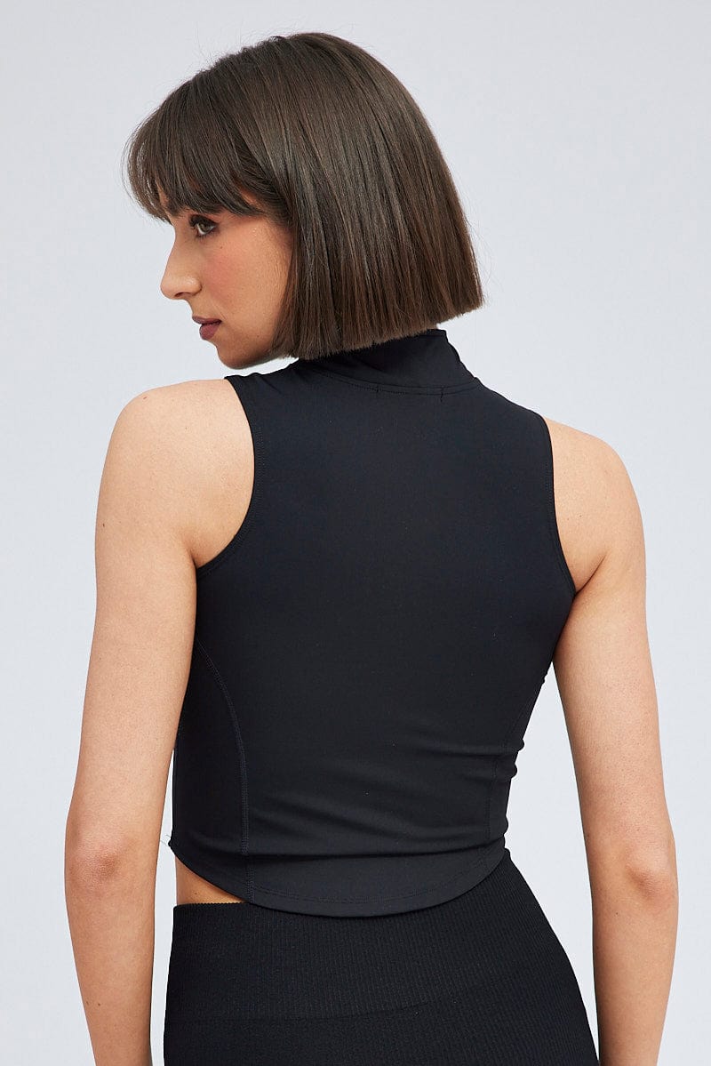 Black Zip Up Vest Activewear