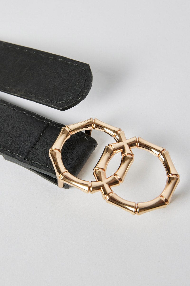 Black Bamboo Look Buckled Belt