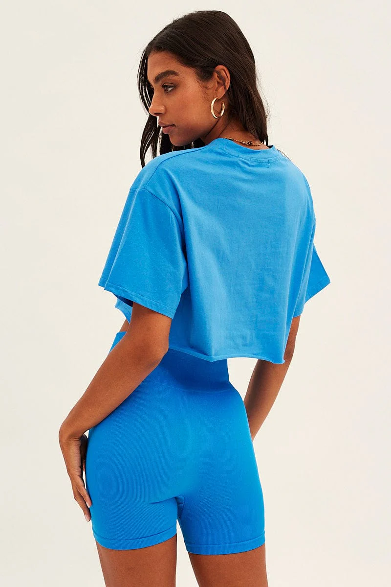 Blue Bike Shorts Seamless