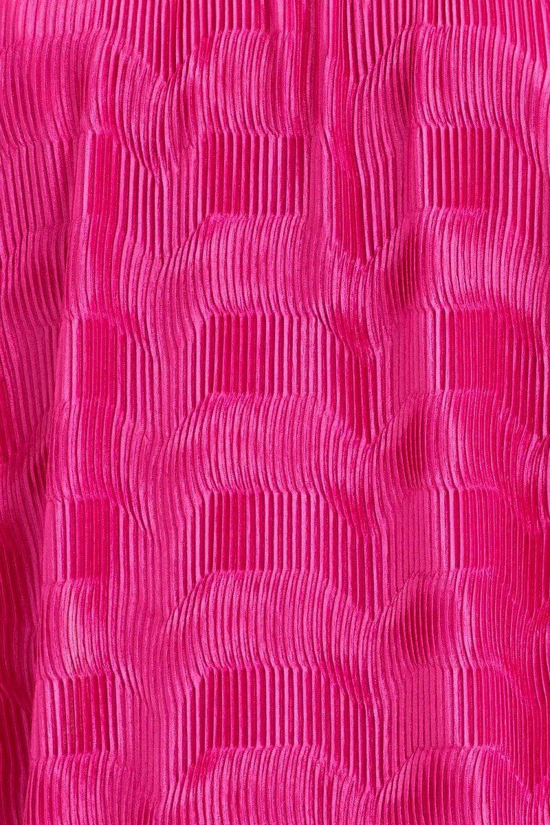 Pink Long Sleeve Plisse Shirt