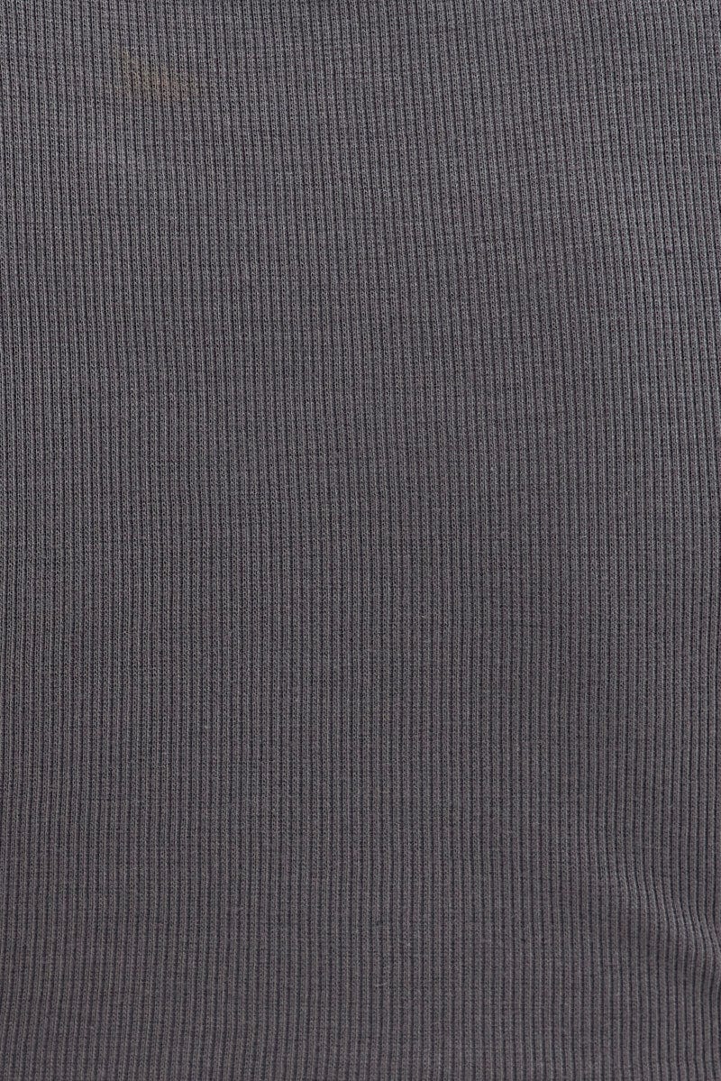 Grey Side Ruching Top Short Sleeve Crop