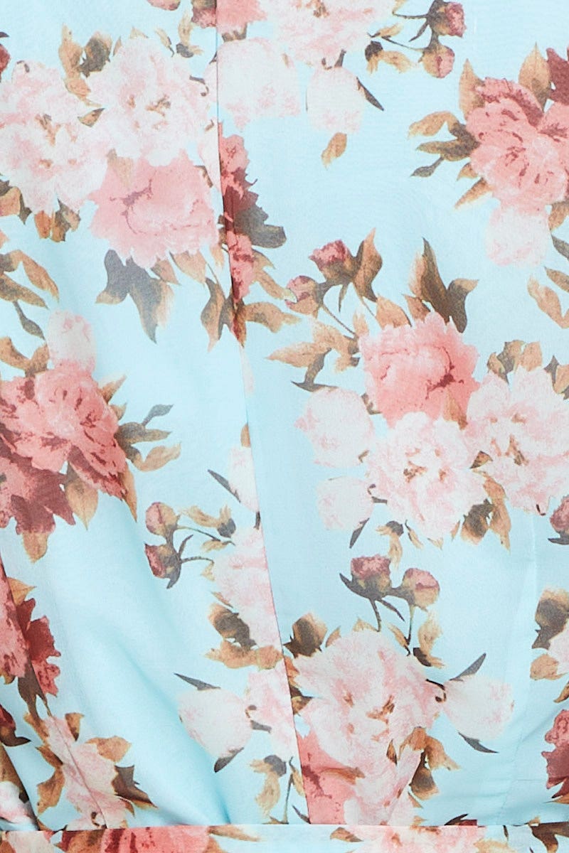 Print Mini Dress Long Sleeve V Neck