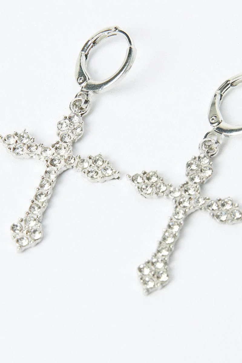 Silver Cross Earrings