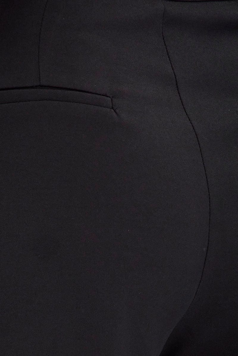 Black Straight Leg Pants High Rise Tailored Lace Up