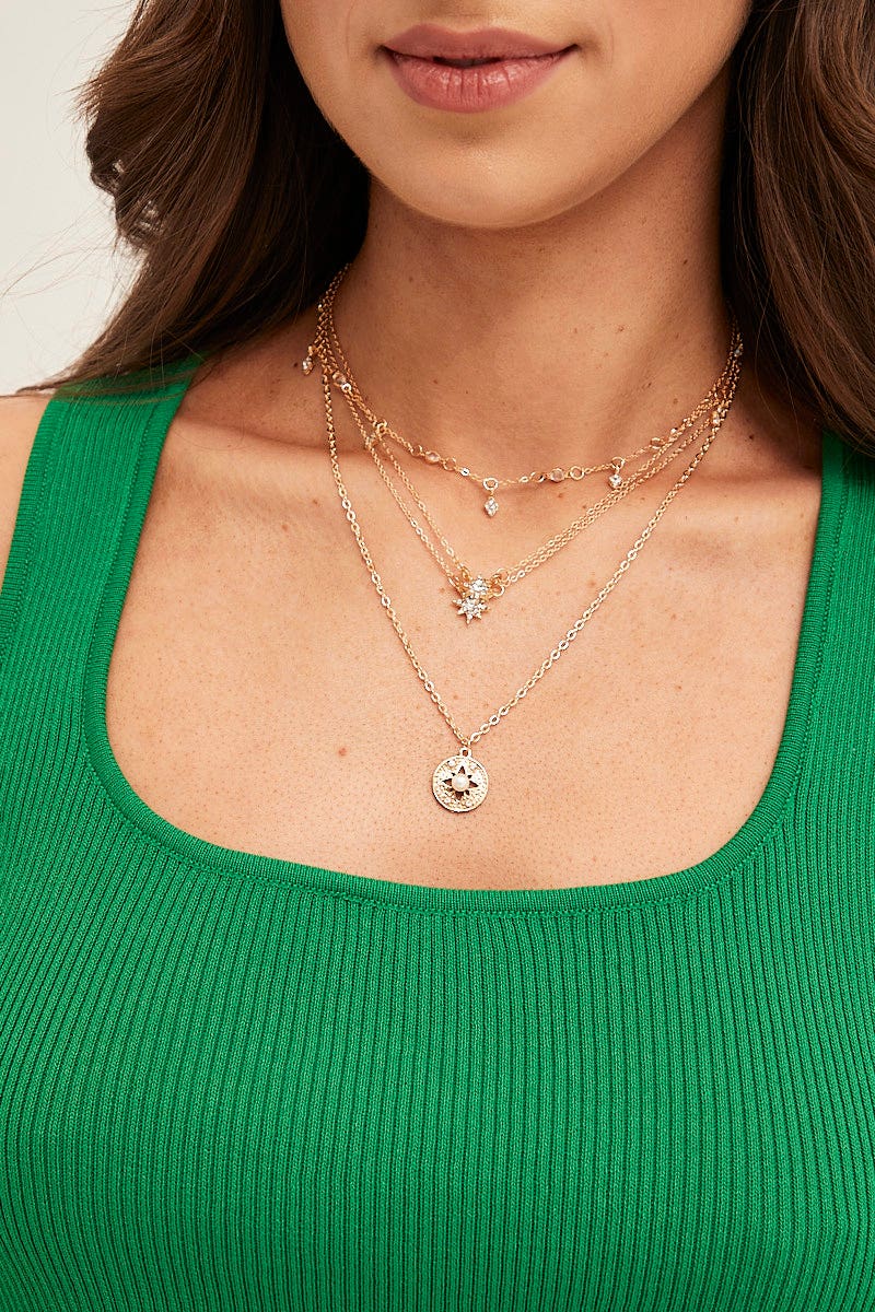 Metallic Charm Layered Necklace