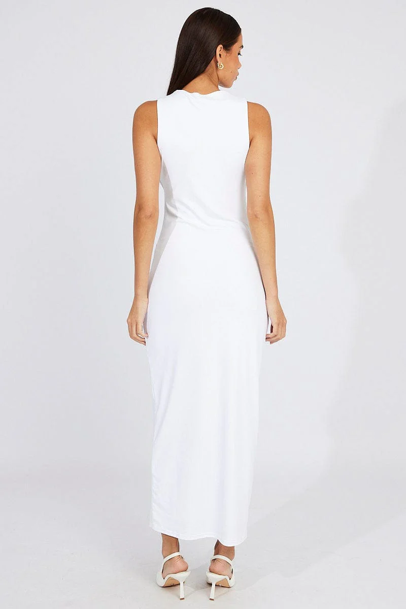White Supersoft Bodycon Dress Maxi