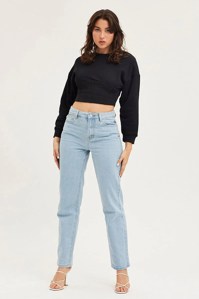 Black Corset Jumper Long Sleeve