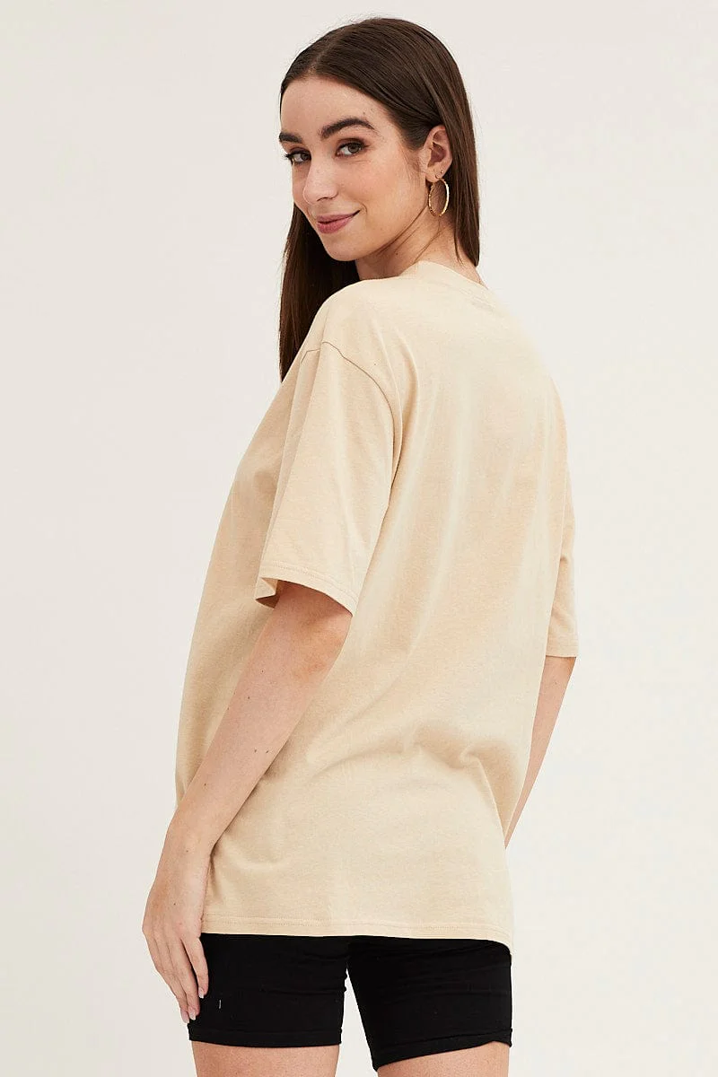 Beige Oversized T Shirt