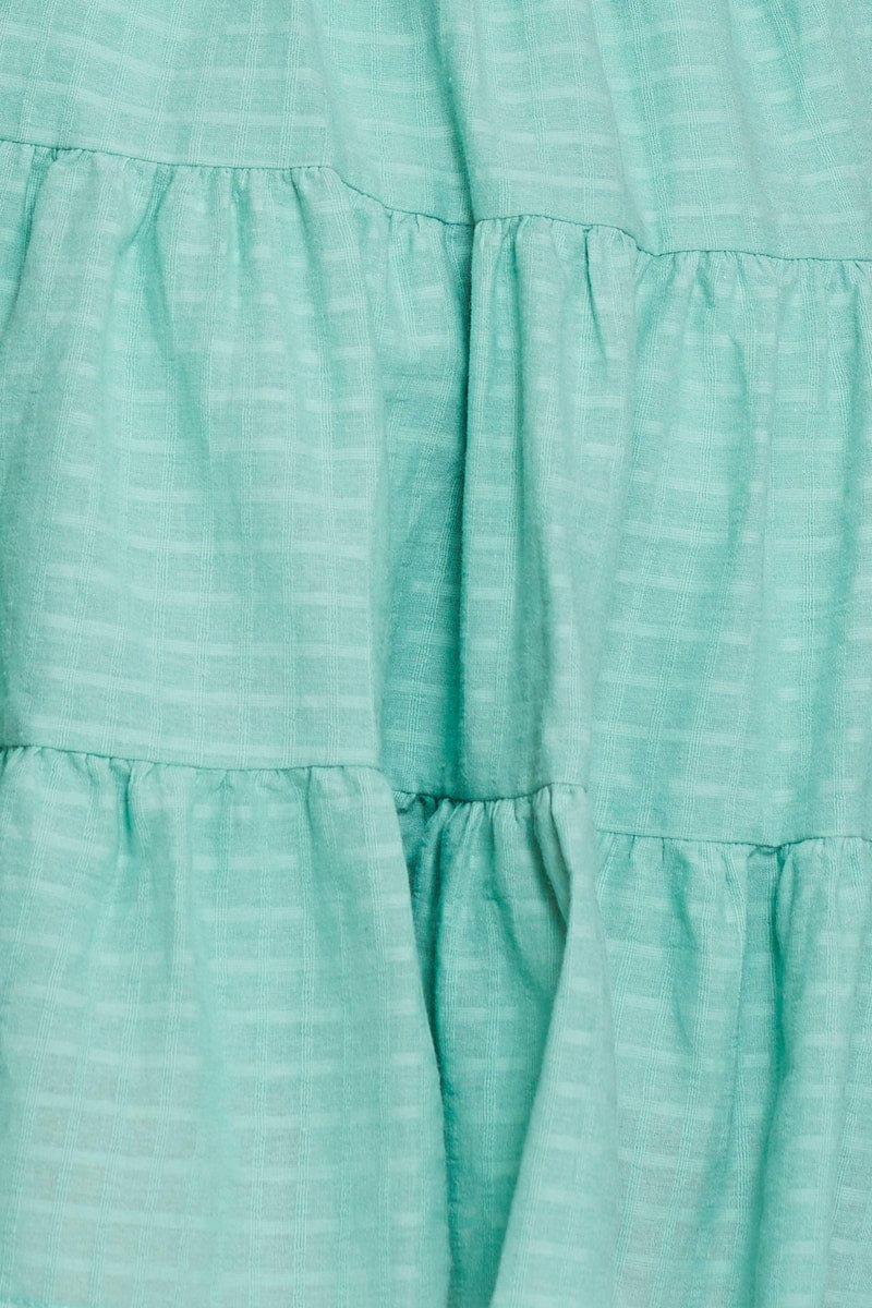 Green Fit And Flare Dress Short Sleeve Sweetheart Neck