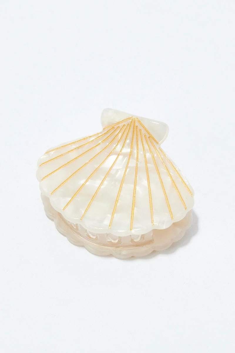White Shell Hair Claw Clips