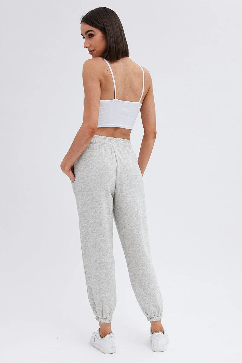 Grey Track Pants High Rise Jogger